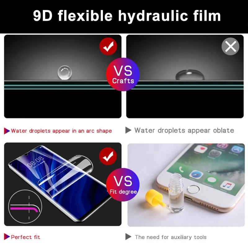 Полноэкранная Гидрогелевая пленка 9D для Huawei Y Series Y5 Y6 Y7 Y9 2018 защитная 2019 без