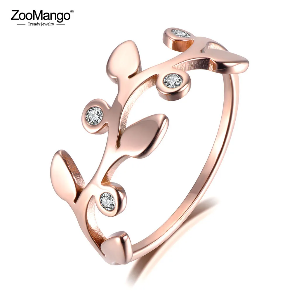ZooMango оригинальный дизайн Стразы листья цвета розового золота ювелирные изделия