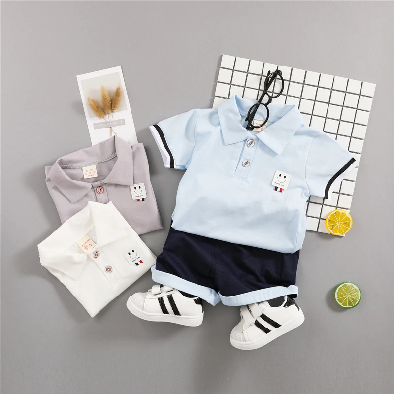 Baby Boys Summer Clothes Set Cotton 2018 Toddler Suits Short Sleeve Shirt + Black Pants Children Clothing For Kids |
