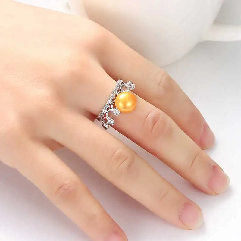 

HENGSHENG 2019 fine rings for women, queen freshwater natural pearl jewelry ring, AAAA 9-9.5mm natural pearl ring for wedding