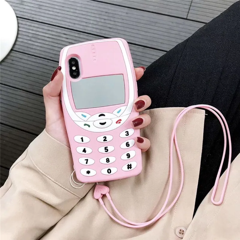 3D мультфильм старый мобильный телефон винтажный силиконовый чехол для iphone XS MAX XR X