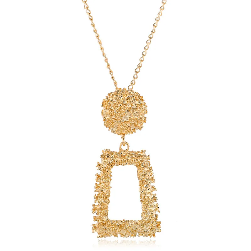 Q024gold Хит, модное простое ожерелье с подвеской в виде геометрических фигур для женщин, длинное ожерелье с металлическим сердцем золотого цвета, колье для женщин - Окраска металла: Q024gold