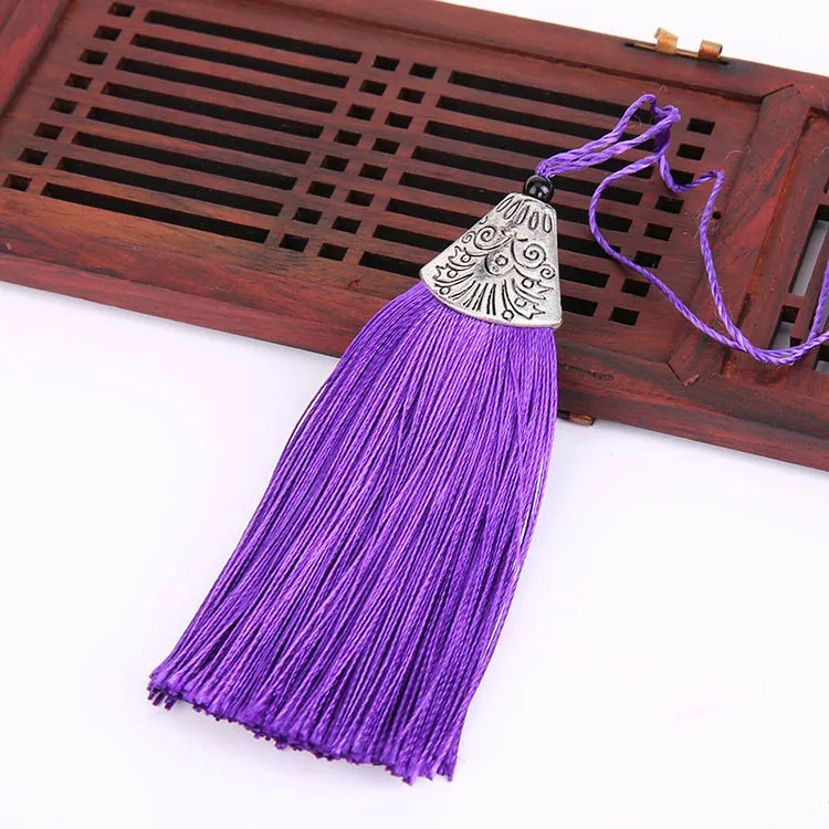 Dark purple 2 шт., 8 см, шелковые кисточки, бахрома, подвеска, кисточка, отделка, кисточки, занавеска, декор для брелка, серьги, фурнитура, сделай сам, рукоделие, ювелирные изделия - Цвет: Dark purple