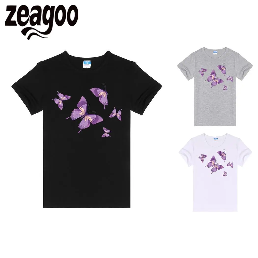 Zeagoo/Повседневная однотонная женская футболка с круглым вырезом и коротким