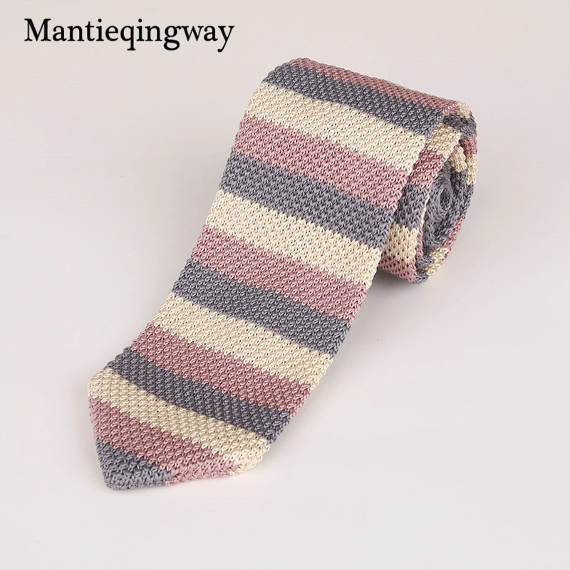 Mantieqingway 6 см Модный обтягивающий мужской вязаный галстук классический полосатый вязаный галстук мужские повседневные деловые галстуки для мужчин свадебные