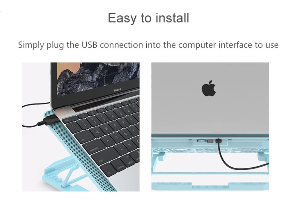 Adjustable Folding Laptop Stand For Macbook Lenovo Dell HP Asus Portable Notebook Holder 2 USB Ports Six Fan Cooling Pad Bracket