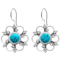 new vintage retro flower orchid drop earrings inlaid blue stone earrings fashion classic dangle earrings for women girls gift