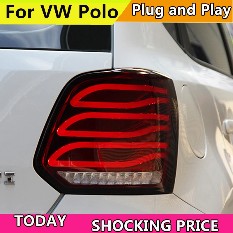 

Car Styling For Volkswagen VW Polo Tail Light Assembly 2011-2017 LED TailLight dynamic turn signal Rear Lamp Accessories