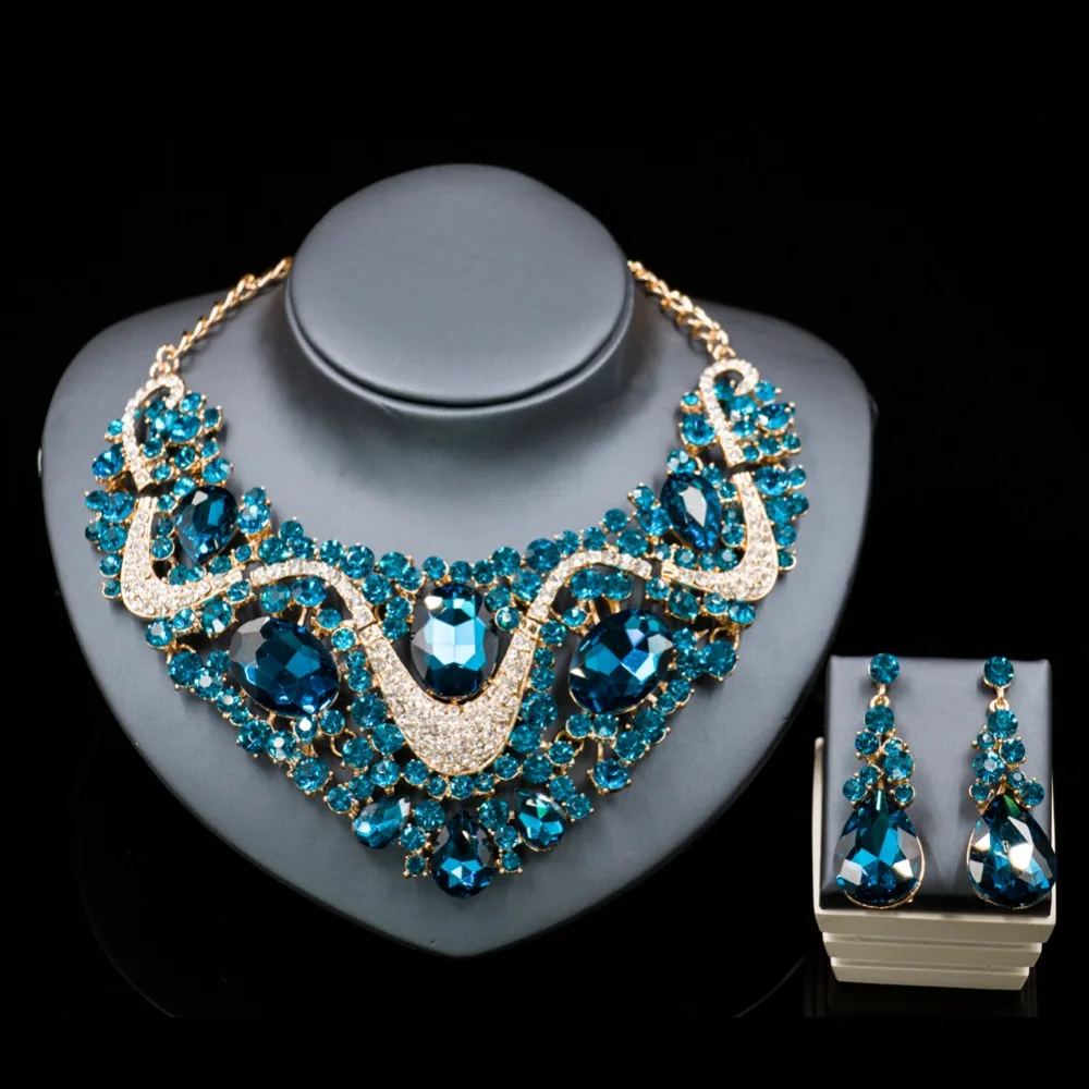 Parure Bijoux Femme прекрасное ювелирное ожерелье наборы золото Роскошные Стразы и