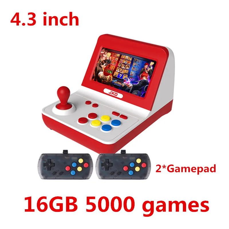 16GB 5000 games JXD Новинка 4,3 дюймов ретро мини аркадная консоль 32 ГБ Встроенная 9000 игра для cp1/cp2/neogeo/gba/GB/snes/nes/sega/bin ручка* 2 mp4 - Цвет: 16GB 5000 games