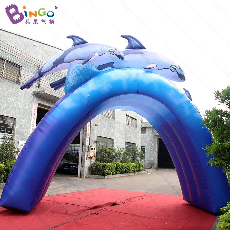 

Free shipping 5X4 M inflatable dolphin arch for marine theme park decoration lovely dolphin archway for aquarium toy arch
