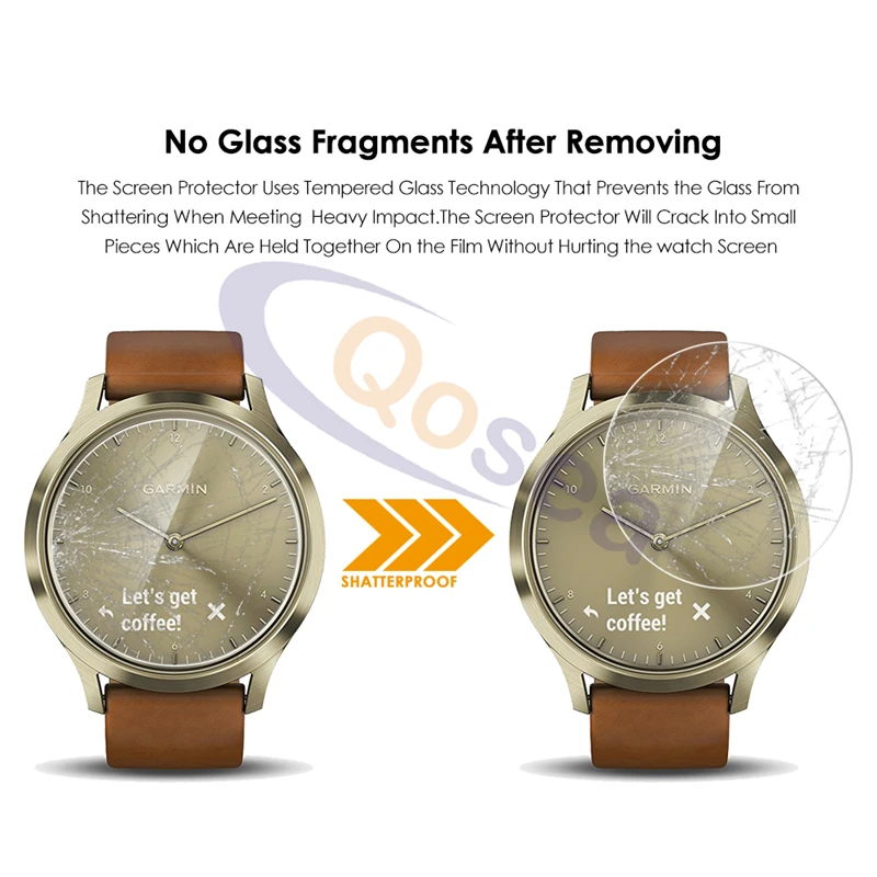 Qosea 10 шт. закаленное стекло для Garmin Vivomove HR защита экрана часов ультрапрозрачная 9H