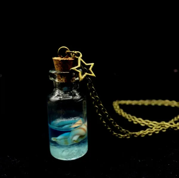Оптовая продажа ожерелья в морском стиле Vintage Luminous sand glass vial Pendant Fluorescent Glass Drift Bottle jewelry - 1 шт.