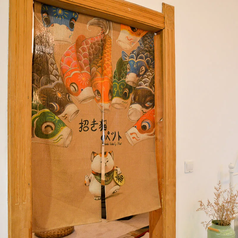 Креативная хлопковая льняная занавеска в японском стиле с изображением из