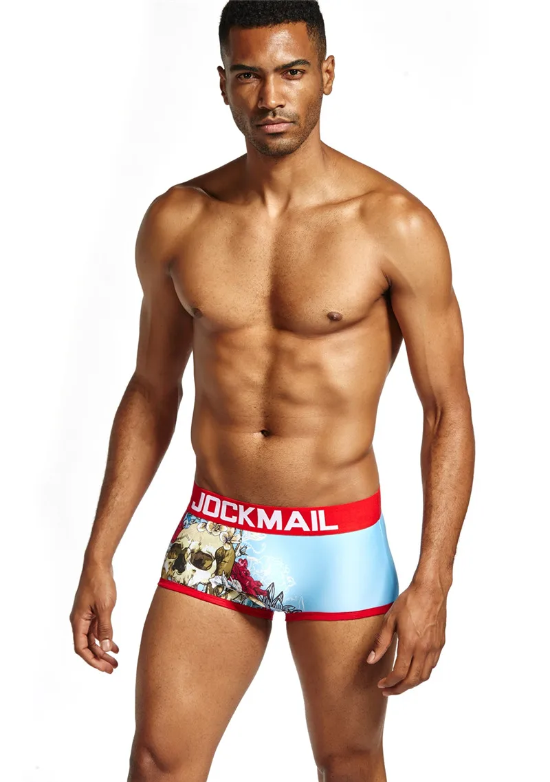Бренд jockmail напечатаны череп боксеры трусы calcinha привлекательное нижнее белье для геев мужские трусы-боксеры marca cueca мужские трусы шорты