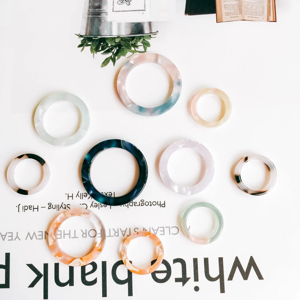 Круглый Круг кольцо форма смолы пластик уксусная кислота Серьги капли Diy Материал кулон ожерелье серьги Подвески компоненты ювелирных изделий 10 шт