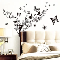 fashion romantic flower wall sticker art decal background decoration wall stickers home decor butterfly 3d wallpaper on the wall