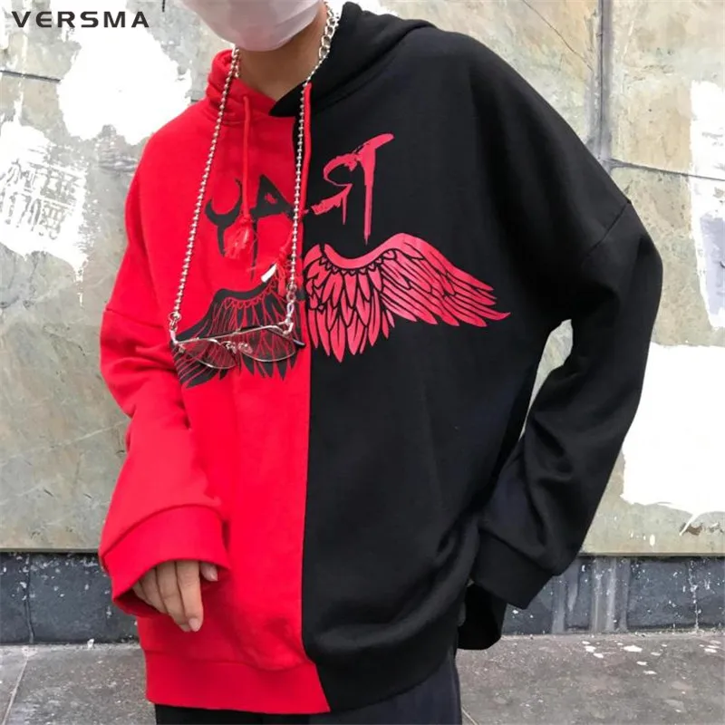 VERSMA новый корейский Harajuku BF с капюшоном принтом граффити В стиле пэчворк свитер