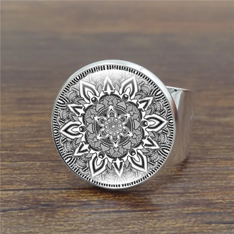 XUSHUI XJ стеклянный круглый купол с цветком Мандала женское кольцо аксессуары для