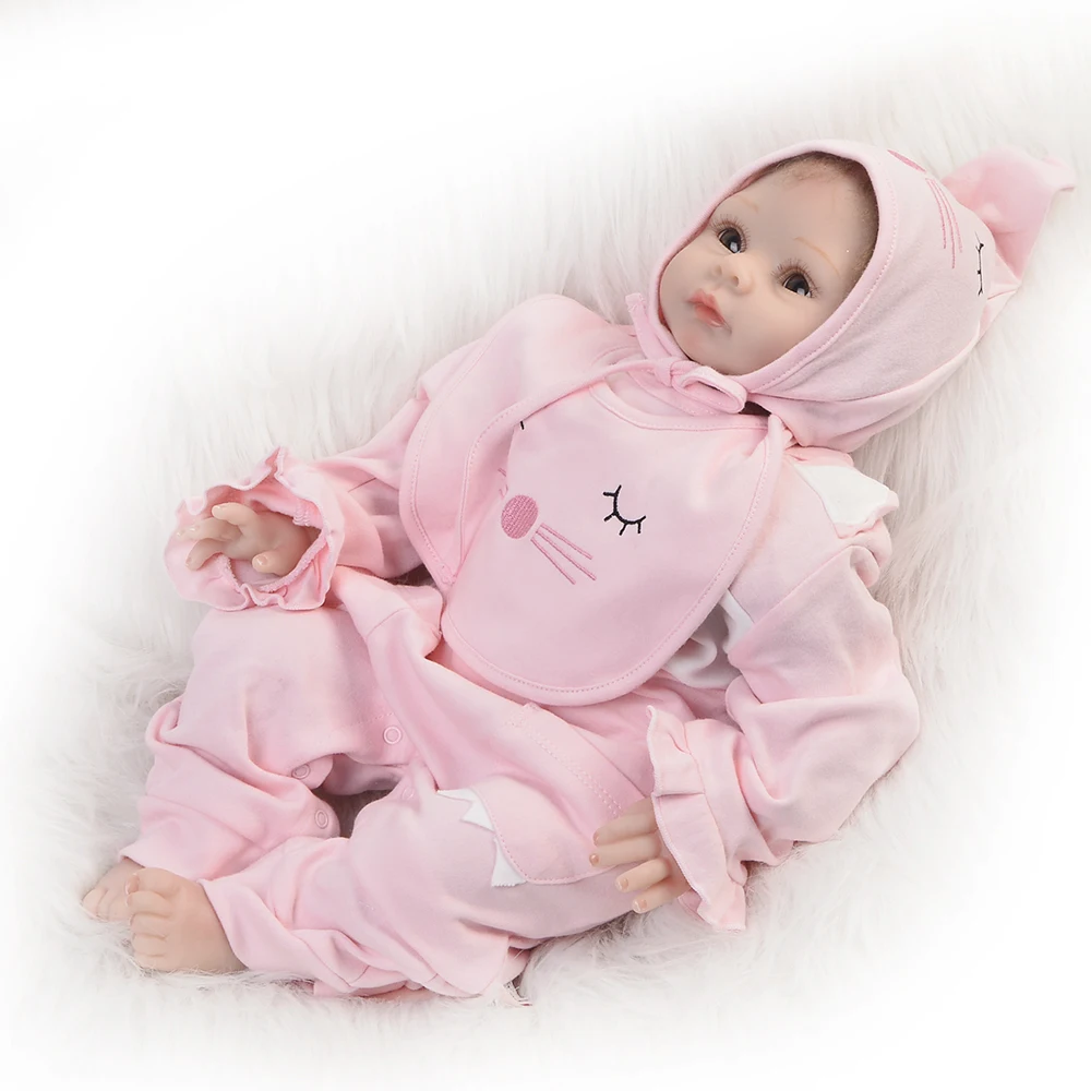 

55 см Силиконовые Reborn Boneca Реалистичные модные детские куклы Розовая одежда милый детский подарок на день рождения куклы Bebes Reborn Лидер продаж