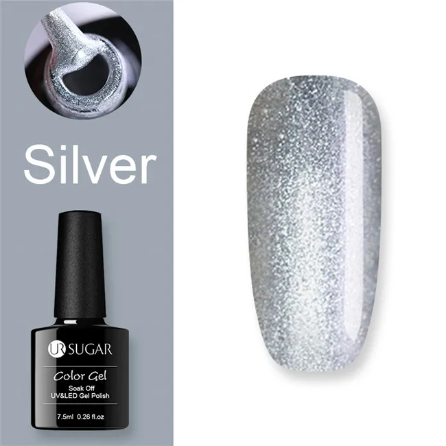 Silver Ur Sugar Гель-лак UV Vernis Полупостоянный праймер верхнее покрытие 7,5 мл замачиваемый эмалированный Гель-лак УФ-гель для ногтей лак - Цвет: Silver