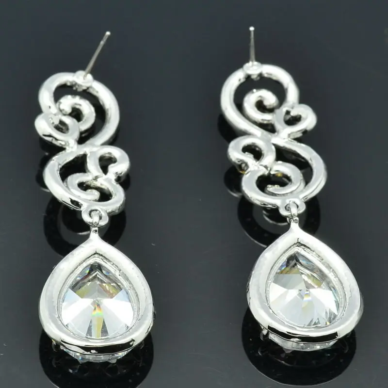 Модные свадебные серьги висячие в форме капли цветка прозрачные Стразы с