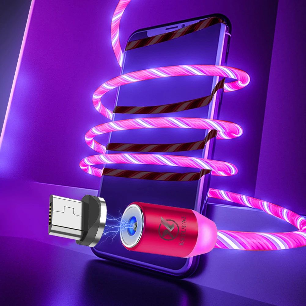 Плоский светящийся usb-кабель 2.1A для iPhone Xs Max 7 8 Plus, 1 м, быстрая зарядка, светодиодный кабель Micro USB для телефона Android, кабель для samsung S9 S8