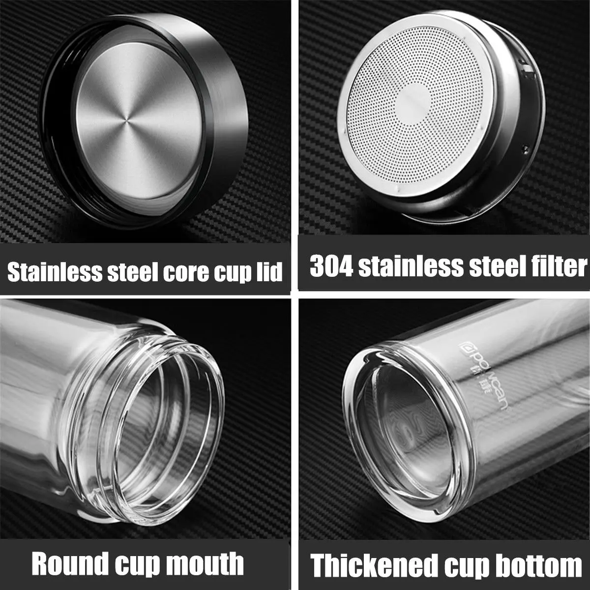 Glass Water Bottle 1000/800/500ml Business Men Office Transparent Double Glass Water Bottle Business Flask With Travel Sleeve