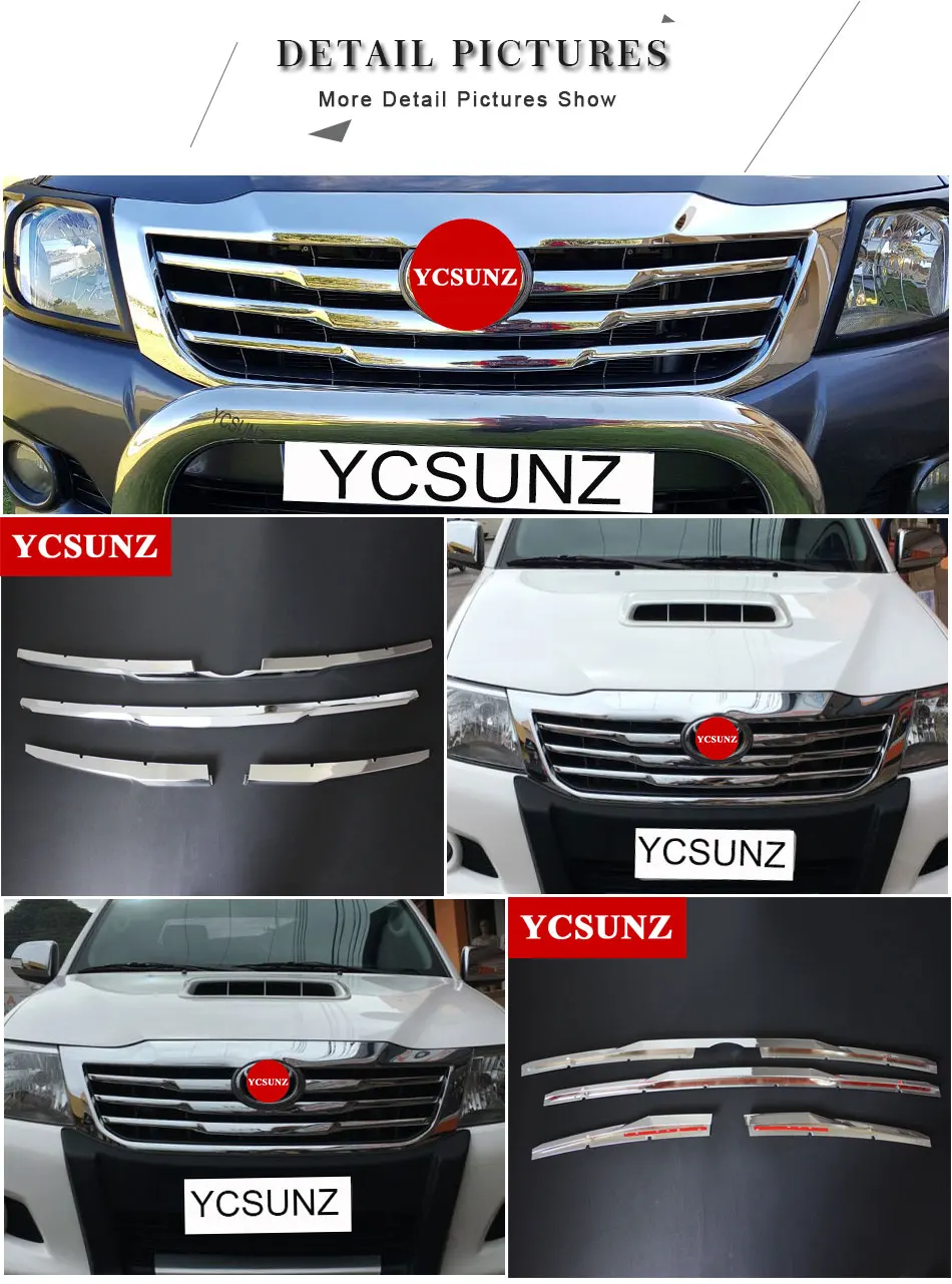 ABS Хромированная передняя решетка крышка для Toyota Hilux Vigo 2012 2013 автомобиль-Стайлинг для Toyota Ycsunz