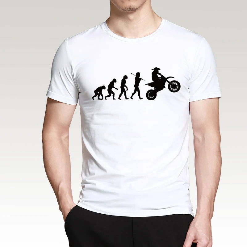 2017 Летний Новый Мода Повседневная Мужская Смешные Футболки Мотокросс эволюция