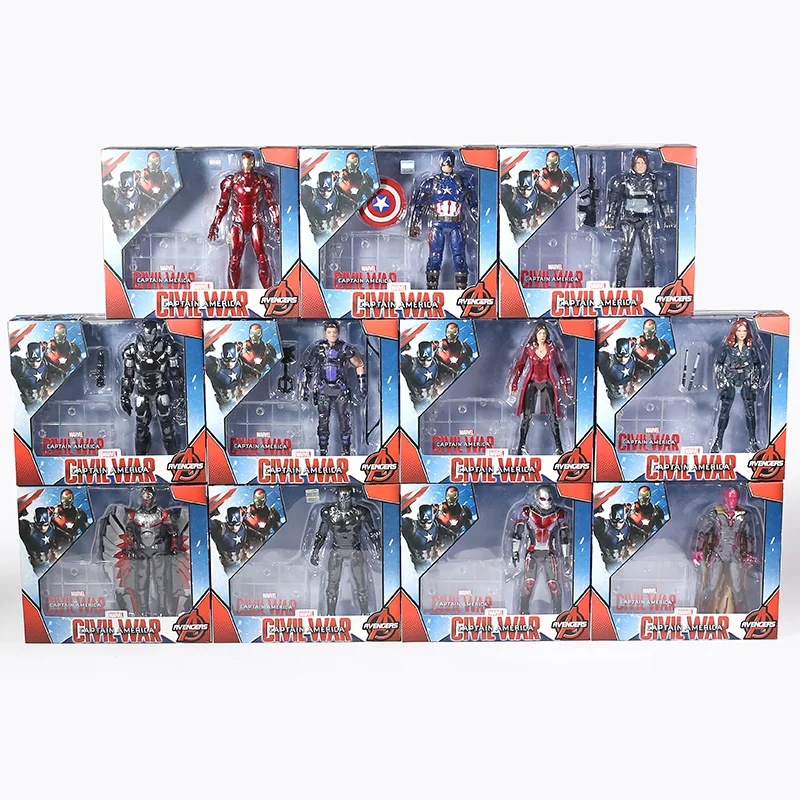 Avengers Iron Man Captain America Ant-Man Hulk Spiderman Thanos Black Widow Panther Scarlet Witch Falcon Action Figure Toy