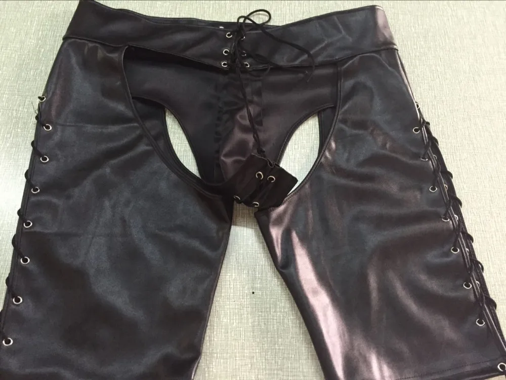 Новинка 2017 сексуальные гей мужские Леггинсы с открытой промежностью латексные