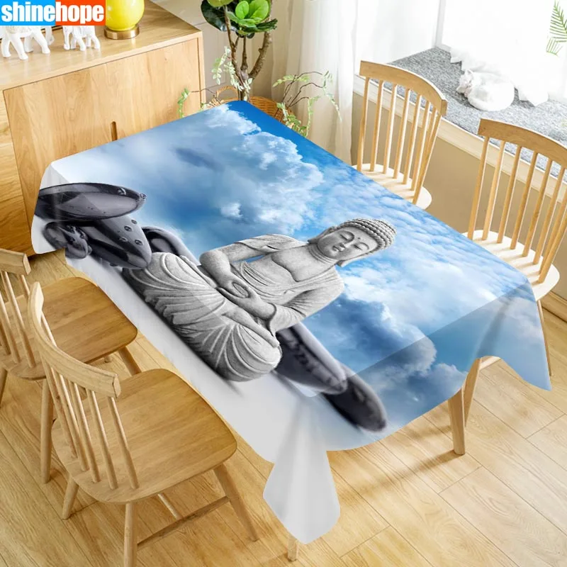 Будда скатерти Оксфорд с принтом водонепроницаемые маслостойкие домашние