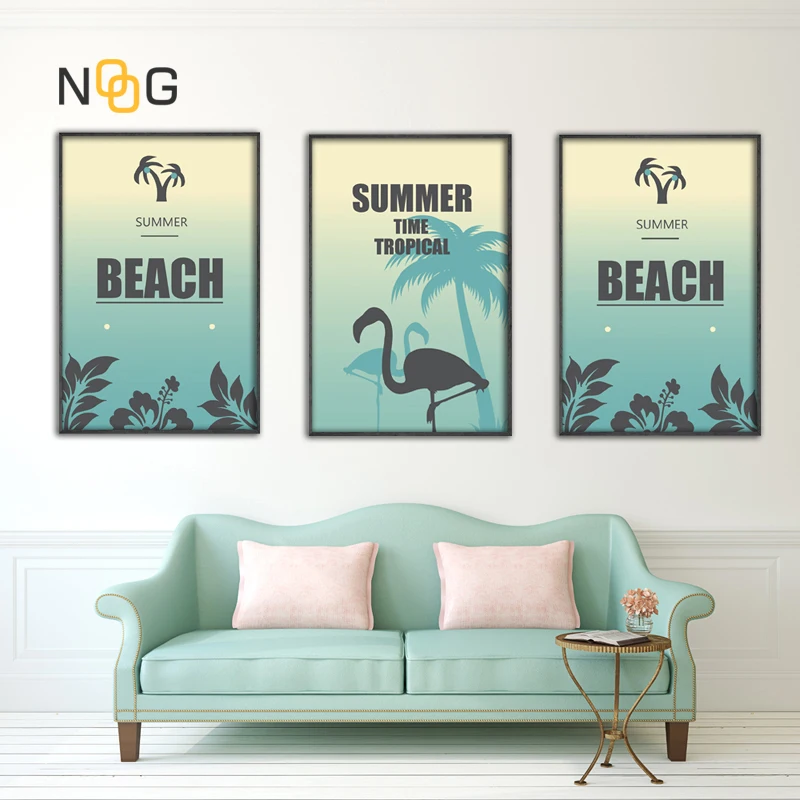 

IOIOI Beach Flamingo Wall Art Poster Wall Pictures Simple Posters And Prints Canvas Painting Canvas Prints For Nordic Room Decor