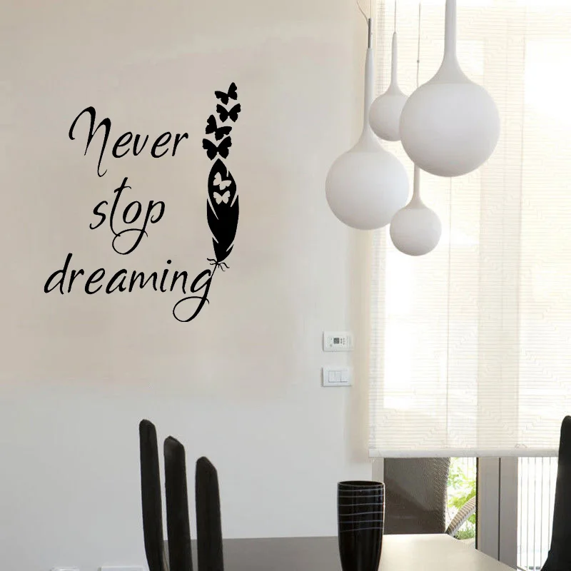 YOJA, 57,5 см* 70 см, для гостиной, цитата, "Never Stop Dreaming", ПВХ, домашний декор, настенная наклейка, W1-138