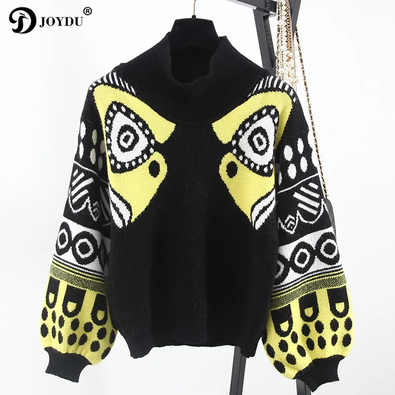 JOYDU Runway Oversized 2018 Fall Winter Wool Turtleneck Sweater Women Fish HARAJUKU Lantern Sleeve Pullovers Knitted Tops Jumper | Женская