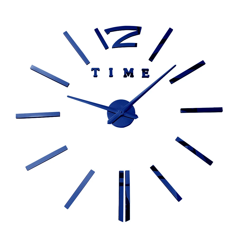 Wall Clock Blue Короткие большие цифровые настенные часы современный дизайн 3D часы Saat Reloj Horloge Relogio де Parede Klok Большие зеркальные настенные часы светящиеся - Цвет: Wall Clock Blue