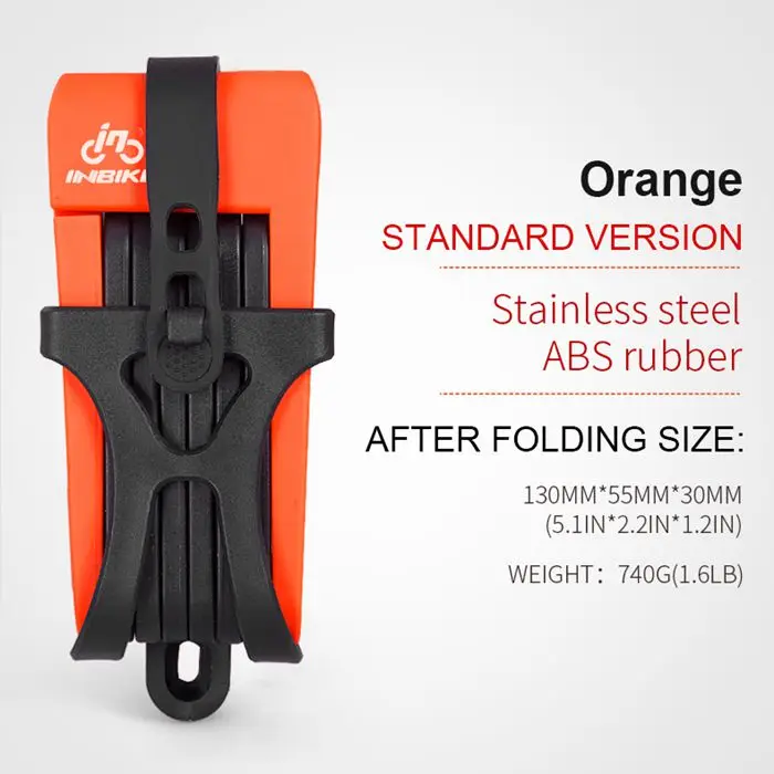 Standard Orange INBIKE анти-сдвиг 12 тонн гидравлический резак Велоспорт MTB велосипед замок Противоугонный мотоцикл замок Электрический велосипед часть цепи Замок - Цвет: Standard Orange
