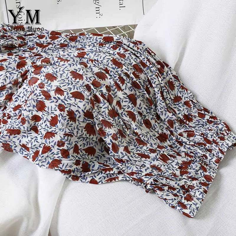 Style2White YuooMuoo популярная красная плиссированная юбка с цветочным рисунком женская элегантная миди-юбка с высокой талией летняя трапециевидная Праздничная юбка в стиле бохо Женская юбка - Цвет: Style2White