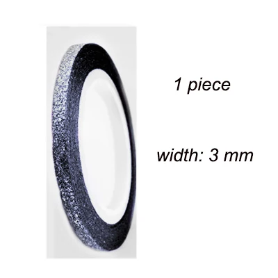 Black 3mm 10 цветов клейкая лента для ногтей рулон 3 ширины рулон ленты для ногтей с блестящим украшением цветная лента для ногтей линия для нейл-арта LDL - Цвет: Black 3mm