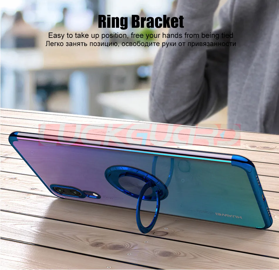 Силиконовый чехол для huawei P30 P20 Pro mate 30 20 10 Lite Honor V10 V20 Nova 5 5i, мягкий чехол с магнитным кольцом, прозрачная задняя крышка из ТПУ
