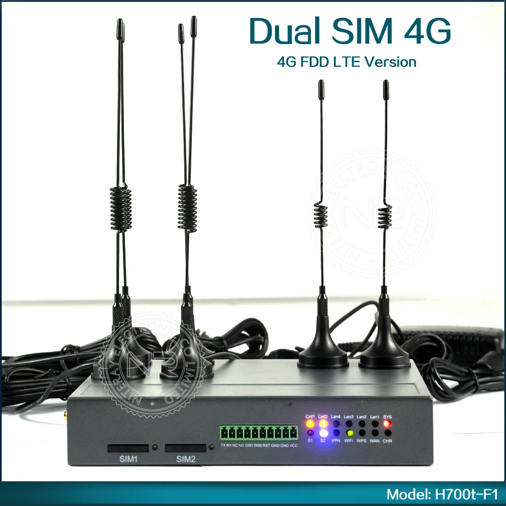 Двухсимочный промышленный 4G FDD LTE WiFi беспроводной маршрутизатор 100 Мбит/с