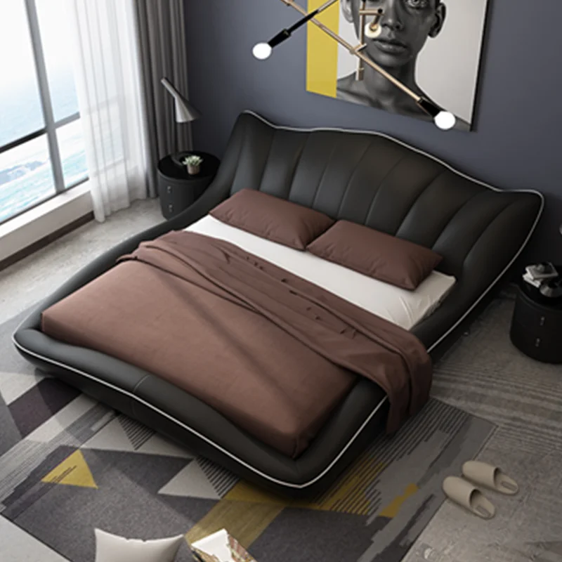 Современная роскошная кровать из натуральной кожи в итальянском стиле|Наборы