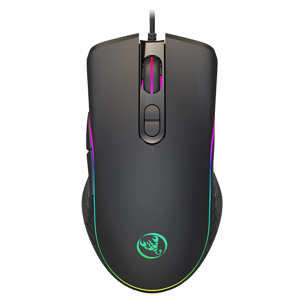 HXSJ проводная мышь игровая DPI 6400 оптическая RGB с подсветкой офисная 7 кнопок