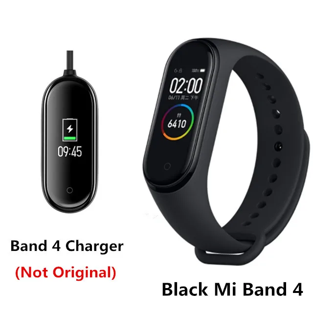 Black add charger Новейший Xiaomi mi-браслет 4 Smart mi Band 4, фитнес-браслет с частотой сердечных сокращений 135 мАч, цветной AMOLED сенсорный экран, Bluetooth 5,0 - Цвет: Black add charger
