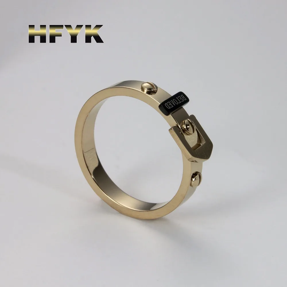 Brand fashion BELOVE black sheet Rivet nails belt buckle ring. Men's and Women's Style Titanium Steel anel couple rings jewelry |