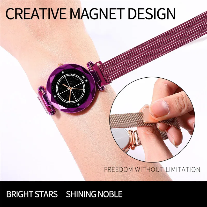 

Fashion Women Quartz Starry Sky Watches Temperament Ladies Clock Watch Popular High quality Magnetic Female dress Wristwatch A4