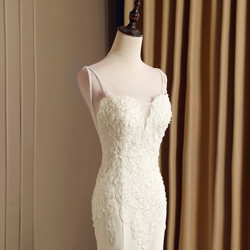 Элегантное платье с v образным вырезом кружево бисером и хрусталем Vestidos De Novia
