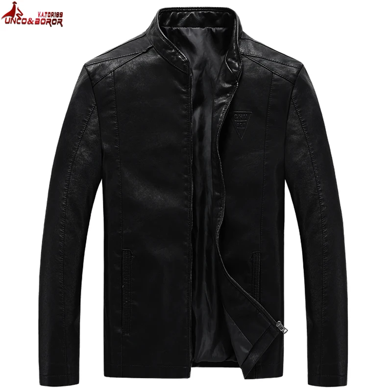 UNCO& BOROR размера плюс M~ 7XL 8XL мужские Куртки из искусственной кожи мотоциклетные кожаные куртки Мужская Осенняя кожаная одежда мужские повседневные пальто