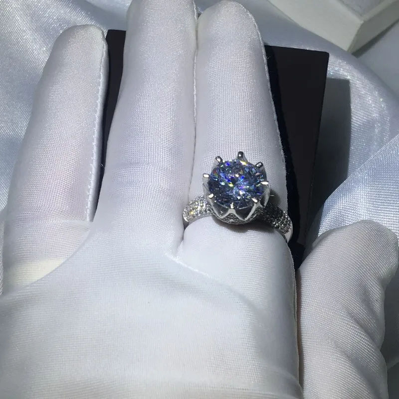 Choucong Пасьянс Корона кольцо 925 пробы серебро 5ct AAAAA Циркон Обручальное кольцо кольца для мужчин и женщин ювелирные изделия Размер 5-13